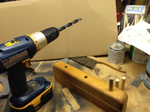 drill holes and place dowels